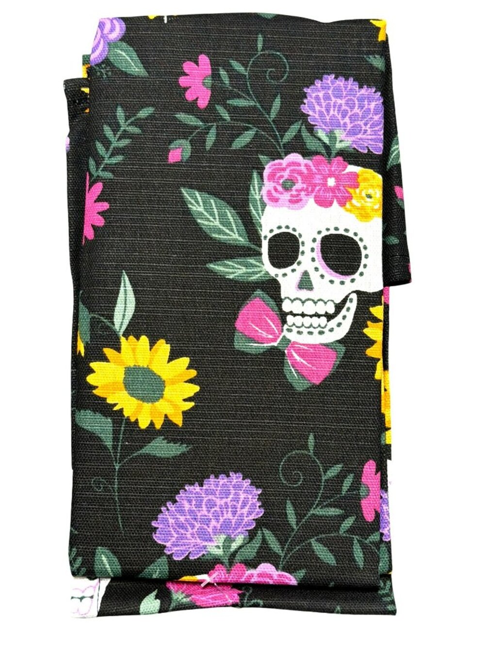 Set Of 6 Sugar Skull & Floral Lunaville 100% Cotton Napkins 18"x18"